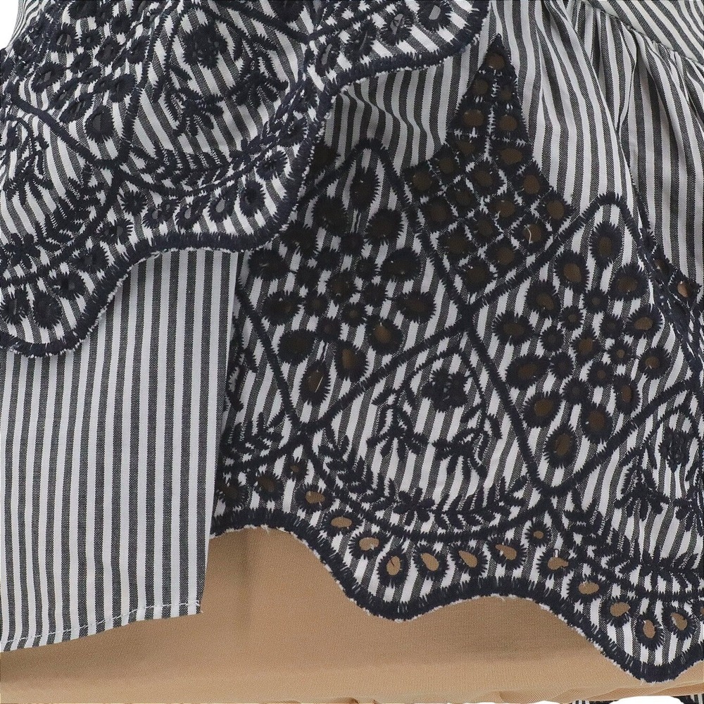 NWT BCBGMAXAZRIA‎ One Shoulder Lace Peplum Top Striped Eyelet Size 8 - Picture 5 of 9